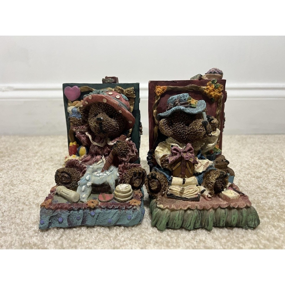 Cottage Core Style Y2K Porcelain Cute Bear Bookends Set of 2 - See Photos